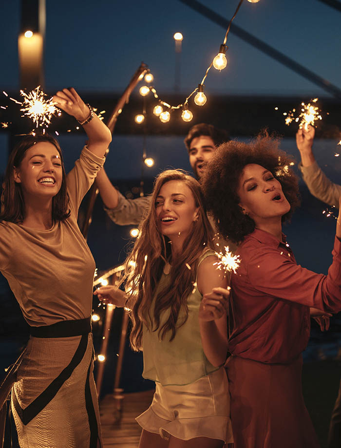 Party dancers on a cruise celebrating